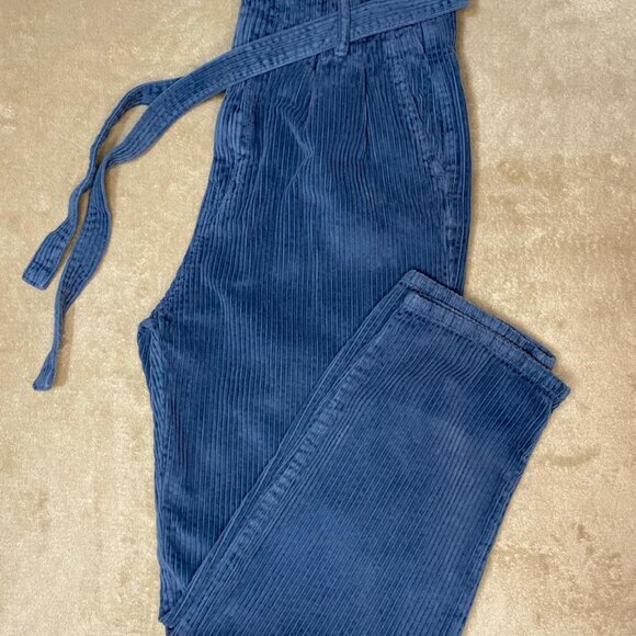 Abercrombie & Fitch Blue Corduroy High Waisted Pants with Belt Size 2 - Picture 2 of 7